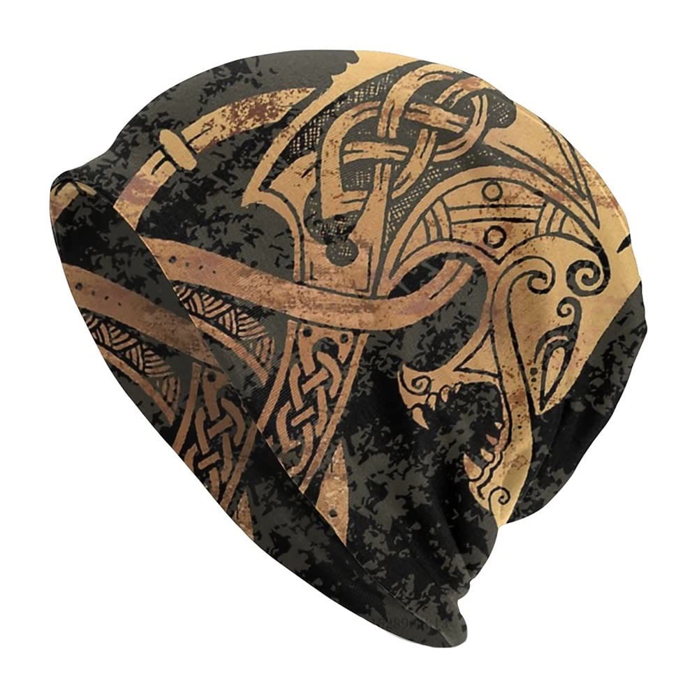 WorldNorse Distressed Viking Helm Beanie - Wolves - image 0