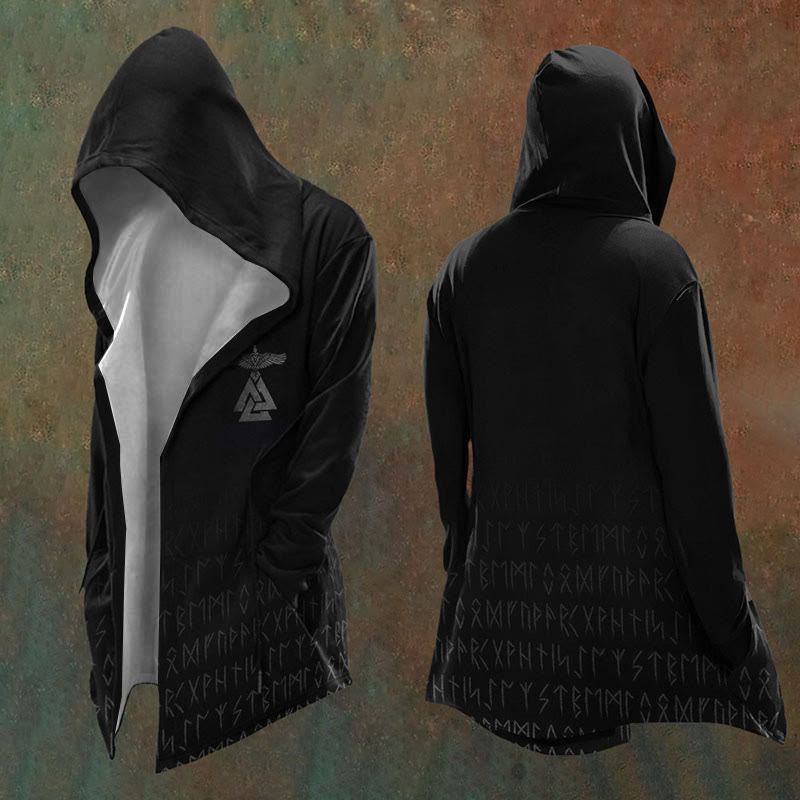 WorldNorse Raven Valknut Rune Hooded Jacket - US/UK/AU48，EU58 (4XL) - image 0