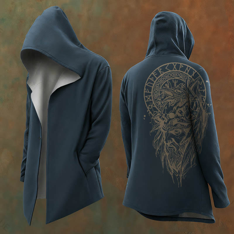 WorldNorse Gothic Vegvisir Raven Symbolism Hooded Jacket - US/UK/AU48，EU58 (4XL) - image 0