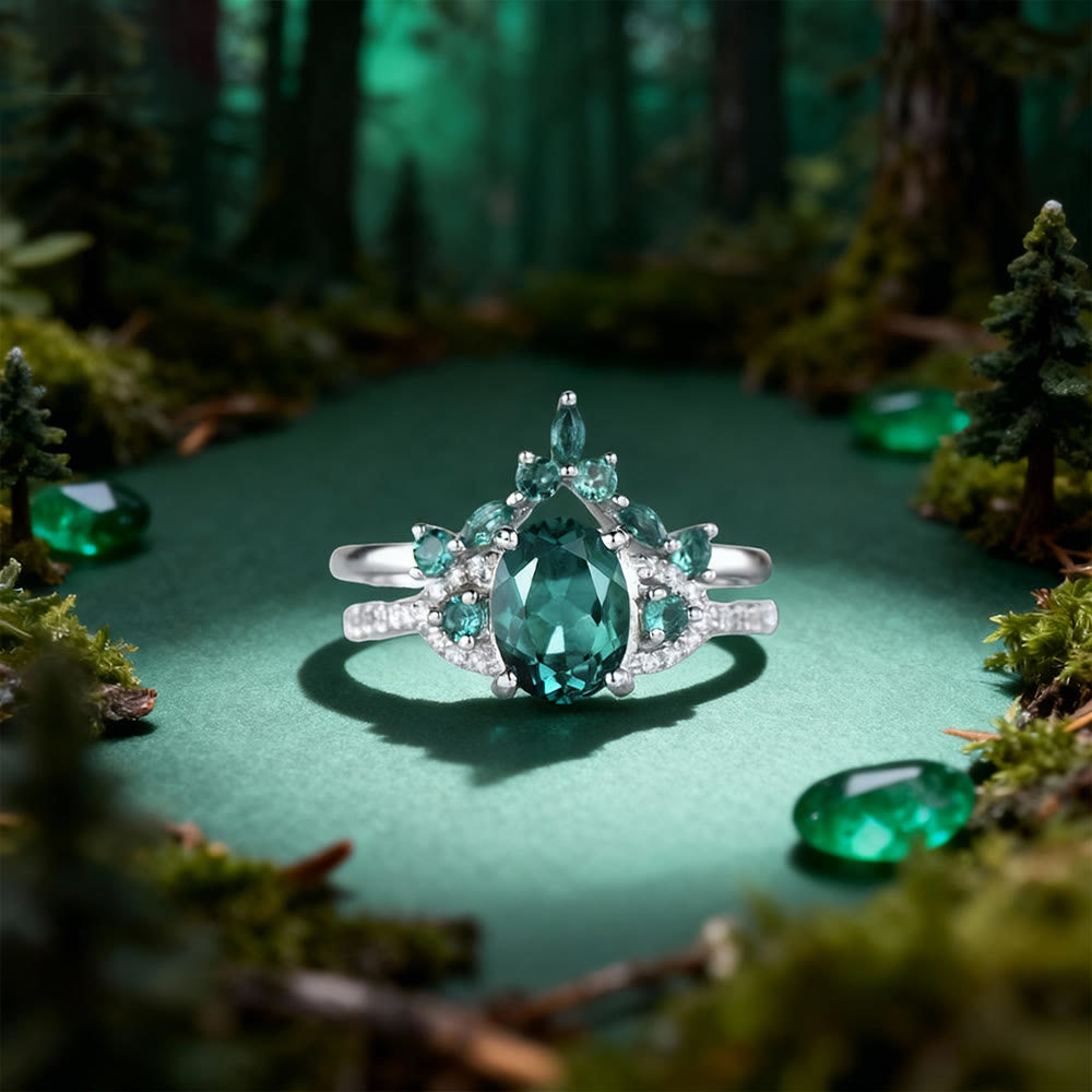 FREE Today: Forestborn Emerald Crown Ring Set - US 10 - image 0