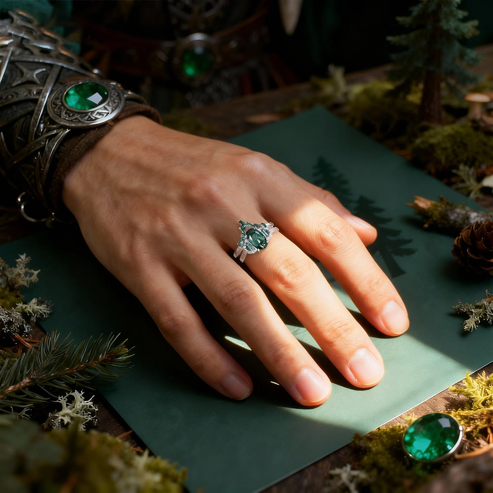 FREE Today: Forestborn Emerald Crown Ring Set - image 1