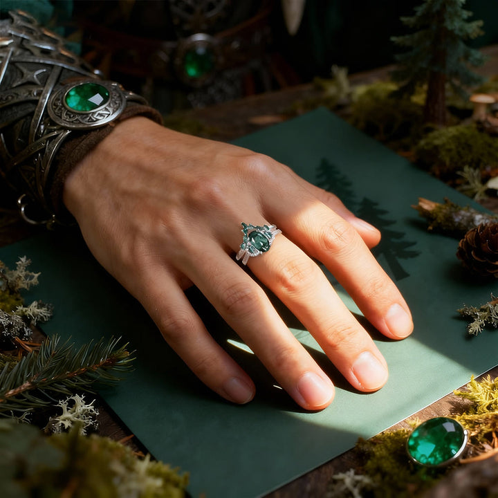 FREE Today: Forestborn Emerald Crown Ring Set - image 1