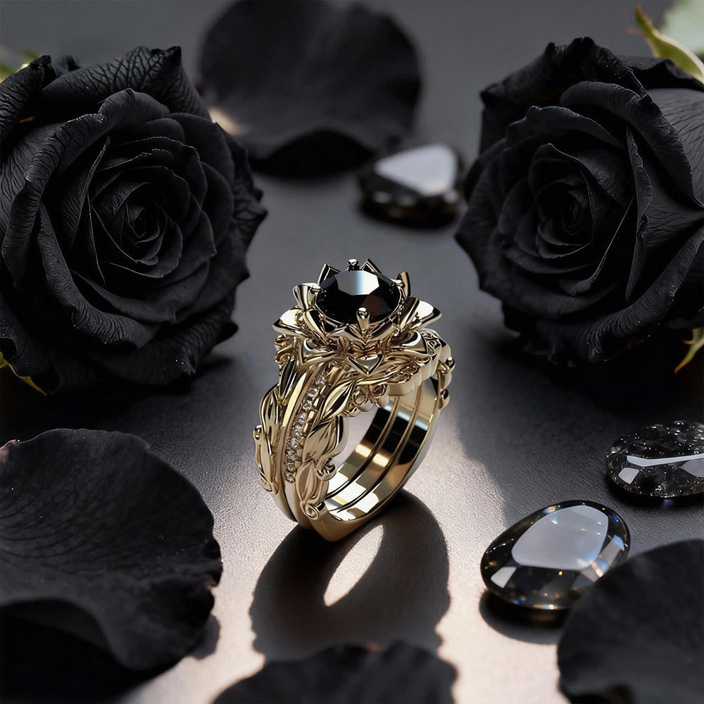 FREE Today: Black Onyx Rose Three-piece Ring Set - US 11 - image 0