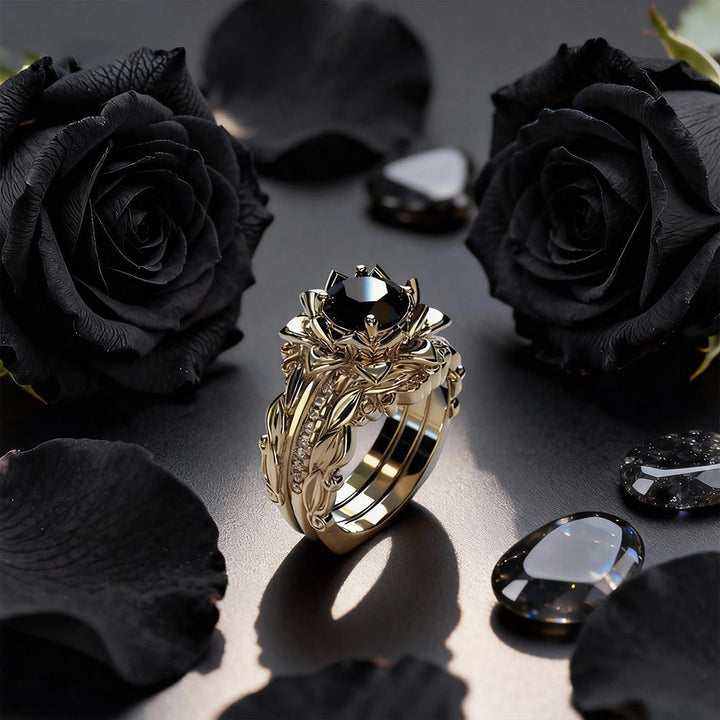 FREE Today: Black Onyx Rose Three-piece Ring Set - US 11 - image 0