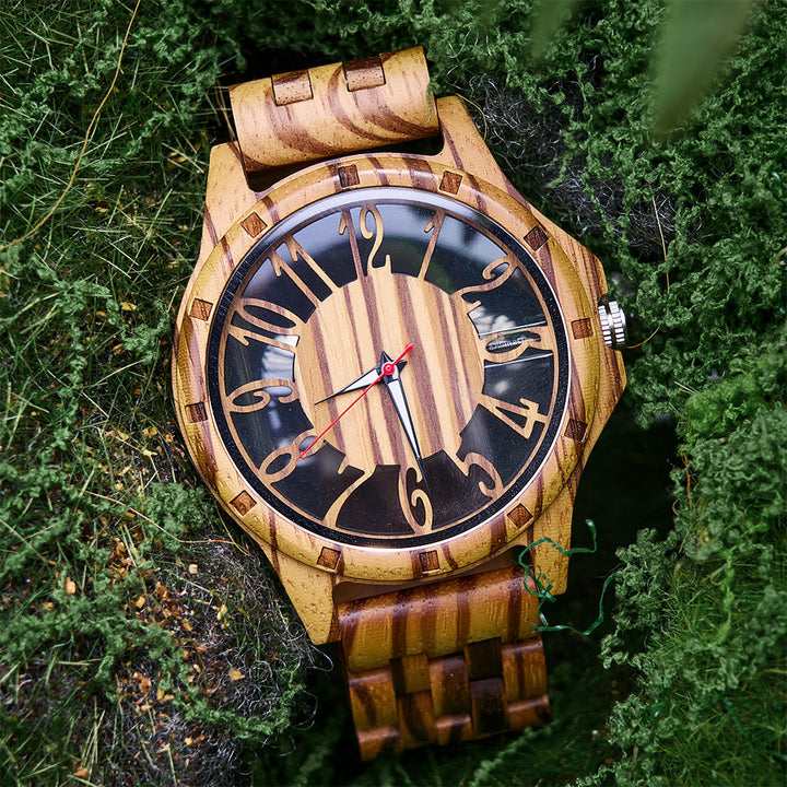 WorldNorse Solar Engraved Skeleton Wooden Watch - image 1