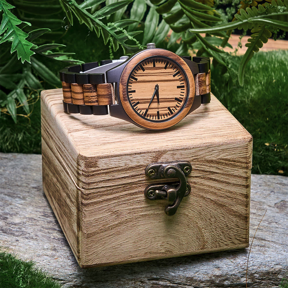 WorldNorse Minimalist Striped-Textured Wooden Watch - image 6