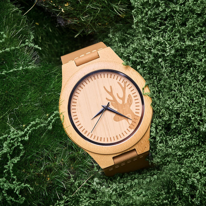 WorldNorse Elk-Profile Textured Wooden Watch - image 1