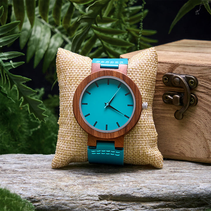 WorldNorse Aqua Blue Contrast Wooden Watch - Aqua Blue - image 0