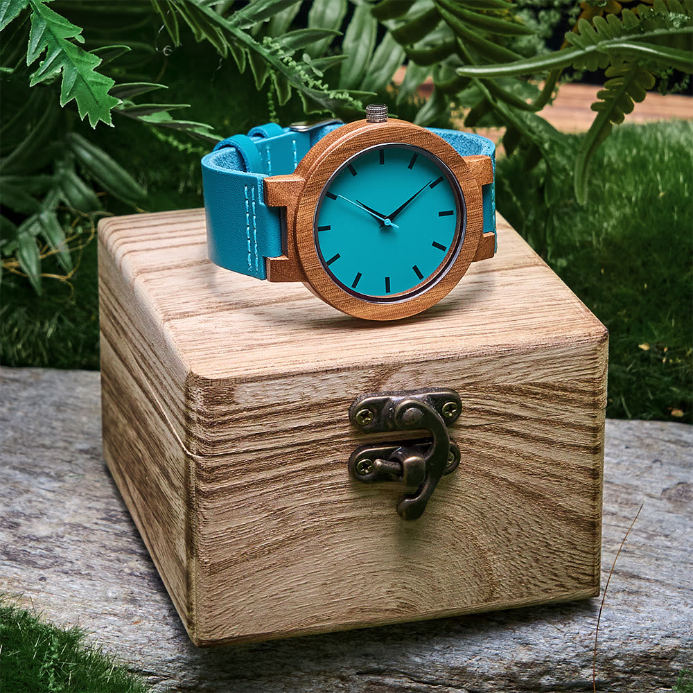 WorldNorse Aqua Blue Contrast Wooden Watch - image 6