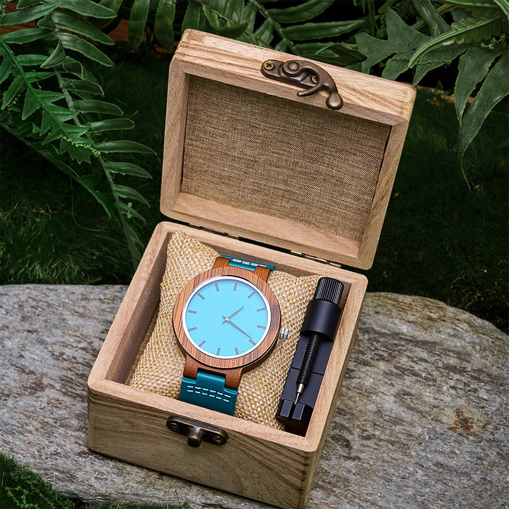WorldNorse Aqua Blue Contrast Wooden Watch - image 5