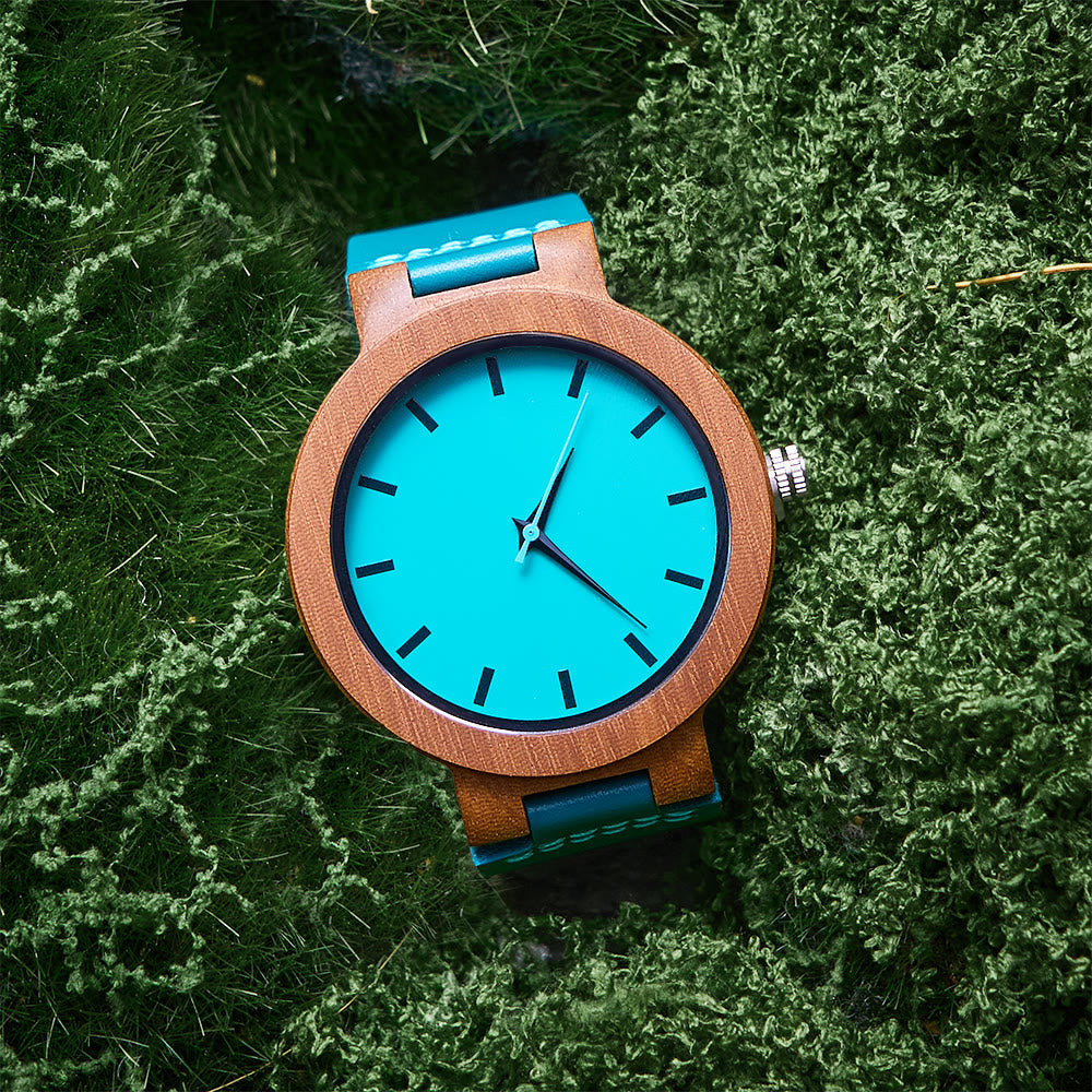 WorldNorse Aqua Blue Contrast Wooden Watch - image 1