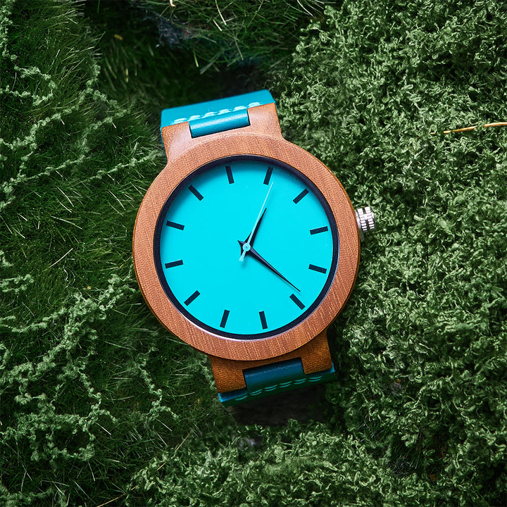 WorldNorse Aqua Blue Contrast Wooden Watch - image 1