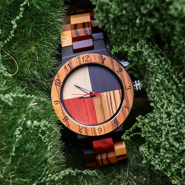 WorldNorse Multi-Wood Patchwork Wooden Watch - image 1