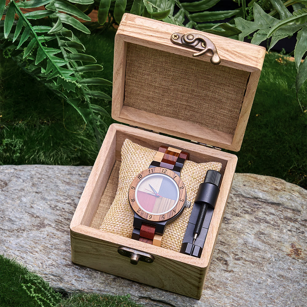 WorldNorse Multi-Wood Patchwork Wooden Watch - image 5