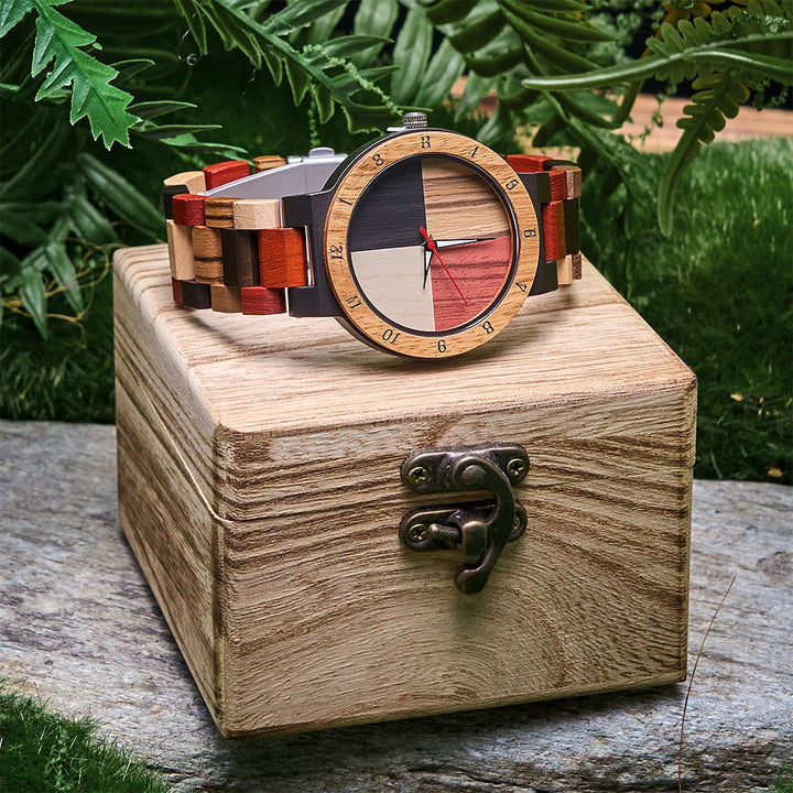 WorldNorse Color Block Multiwood Wooden Watch - image 6