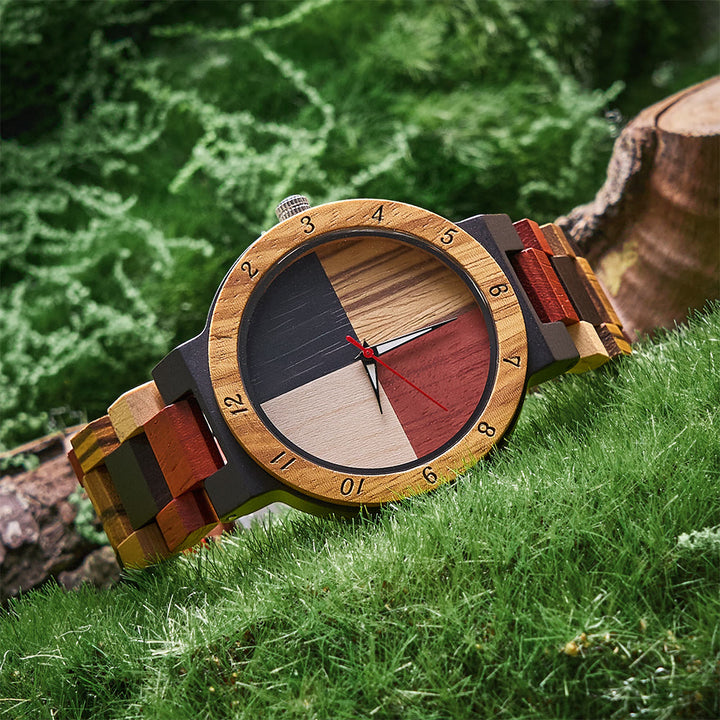 WorldNorse Color Block Multiwood Wooden Watch - image 2