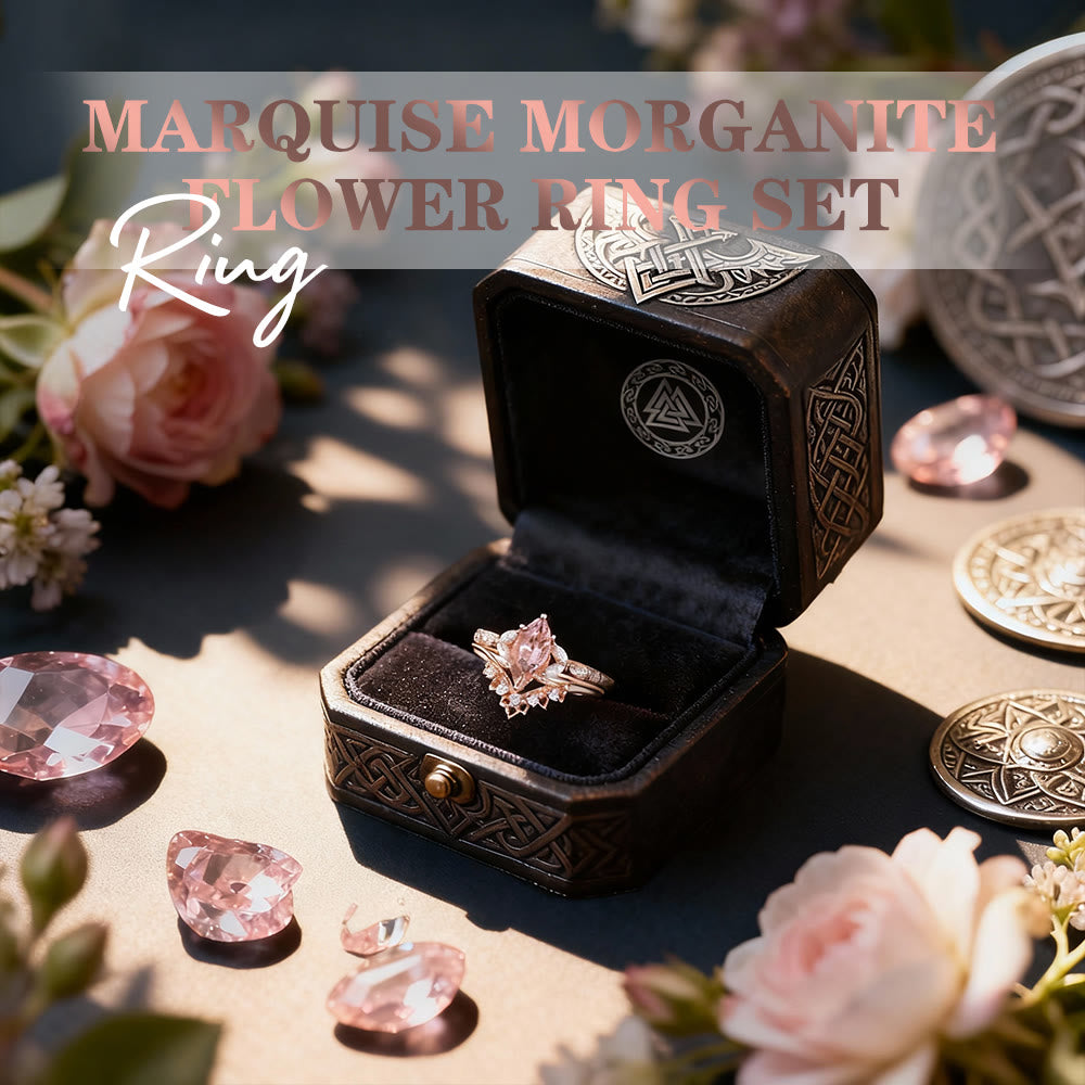 FREE Today: Marquise Morganite Flower Ring Set - image 2