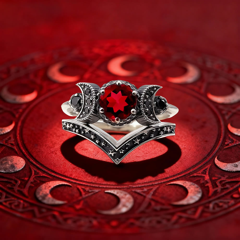 FREE Today: Triple Moon Godness Ring Set - Red - US 11 - image 5