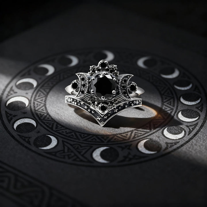 FREE Today: Triple Moon Godness Ring Set - Black - US 11 - image 0