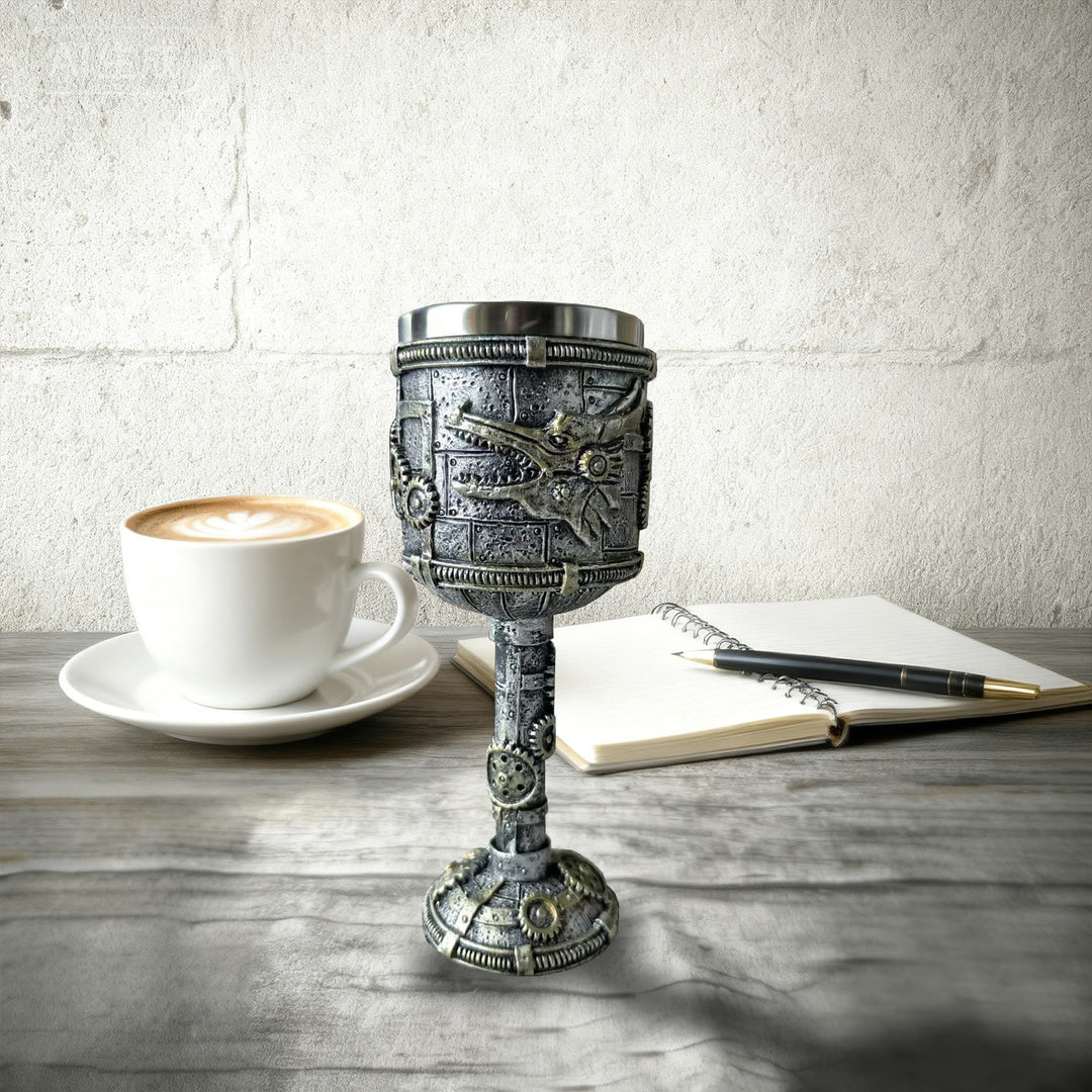 WorldNorse Steampunk Dragon Gear Emblem Goblet - image 2