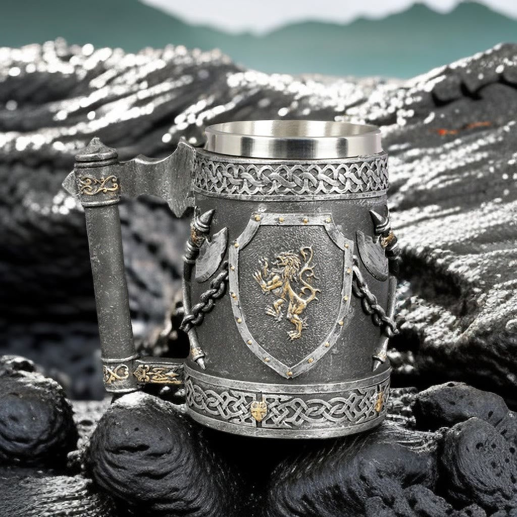 WorldNorse Lion Shield Norse Weapon Mug - Viking Axe - image 0