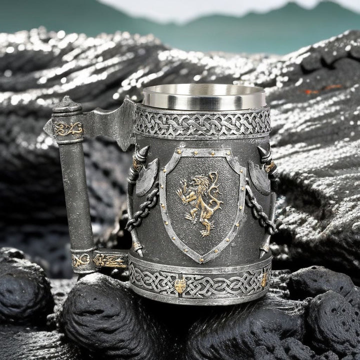 WorldNorse Lion Shield Norse Weapon Mug - Viking Axe - image 0