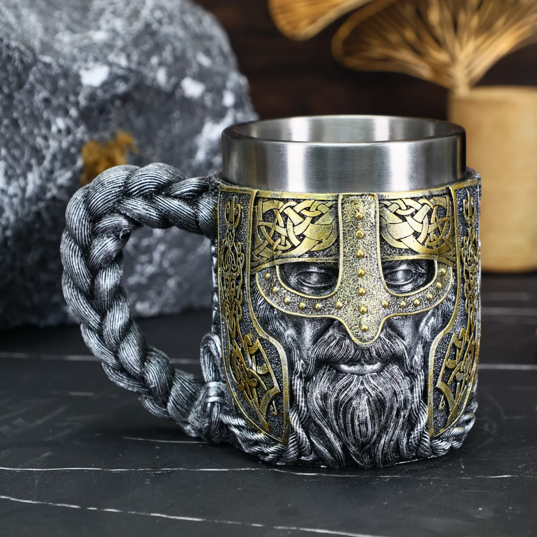 WorldNorse Viking Warrior-Encrusted Braided Mug - Silver - image 0