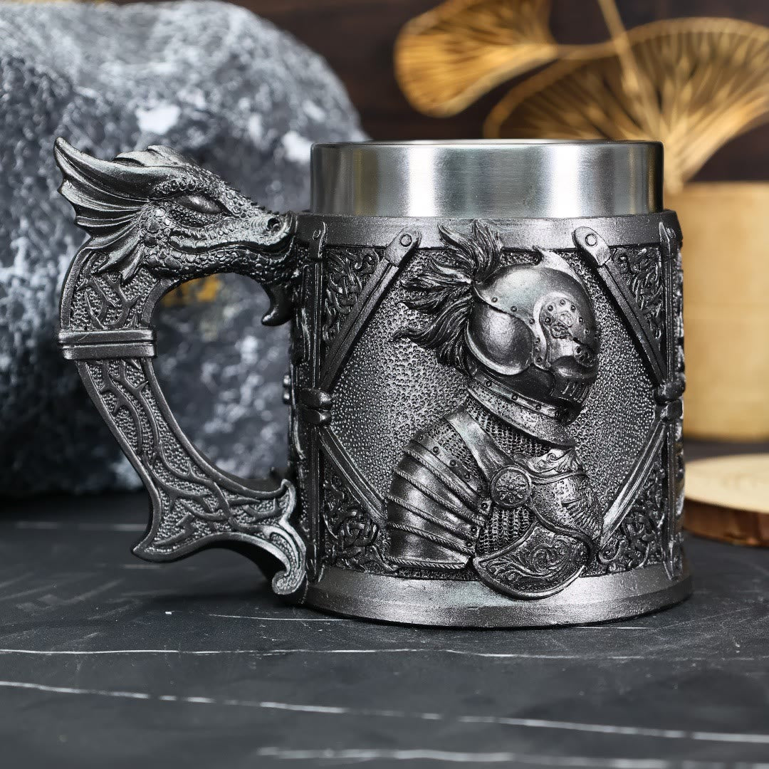WorldNorse Gothic Dragon Handled Knight Emblem Mug - Samurai and Dragon - image 0
