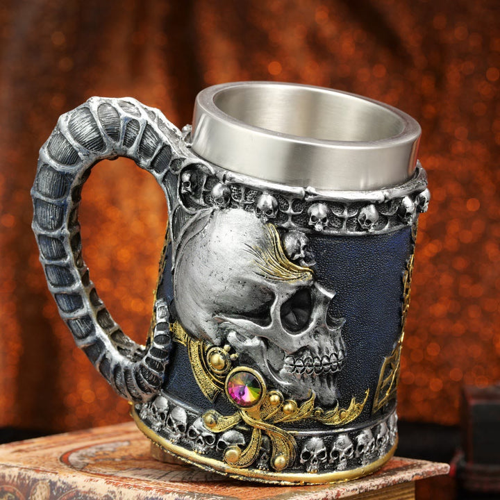 WorldNorse Gothic Skull Gem Embellished Serpent Mug - image 6