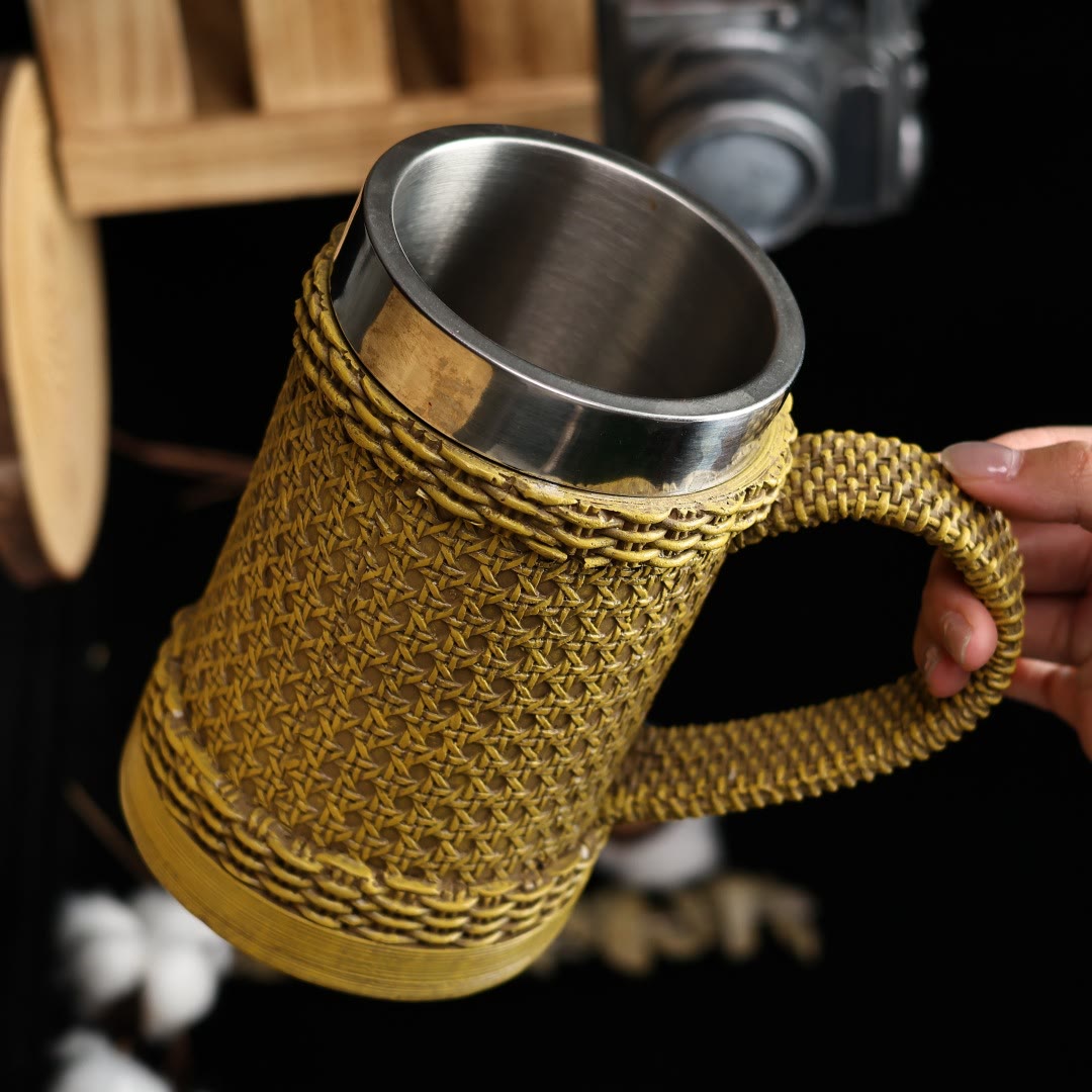 WorldNorse Woven Rattan Textured Mug - image 1