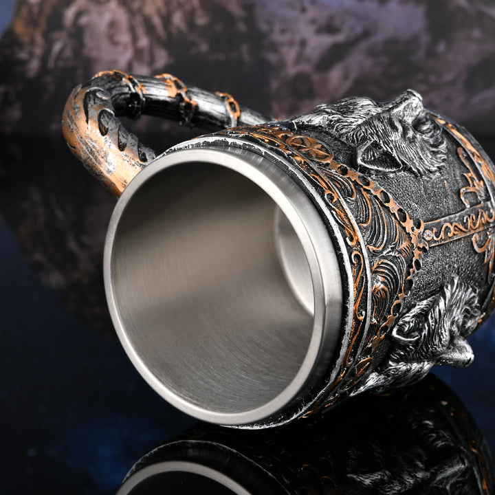 WorldNorse Wolf Head Encrusted Scroll Mug - image 3