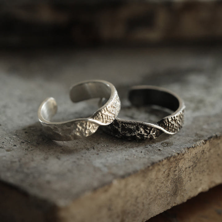 WorldNorse 999 Sterling Silver Rugged Encrusted Twist Artisan Ring - image 4