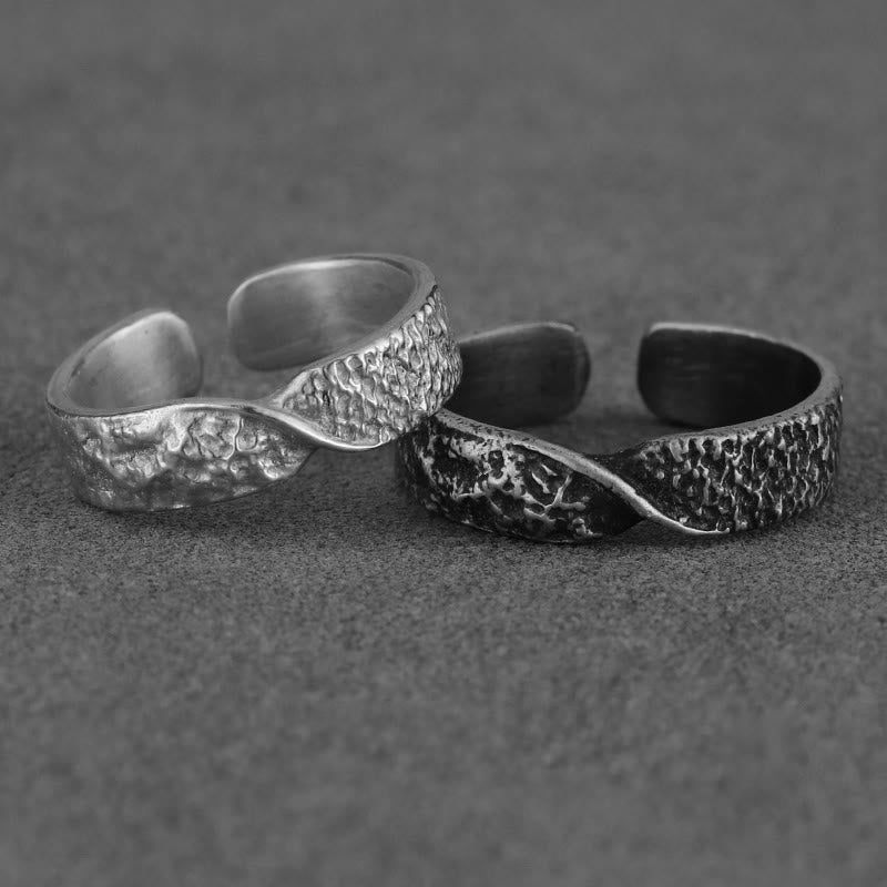 WorldNorse 999 Sterling Silver Rugged Encrusted Twist Artisan Ring - A Pair - image 3