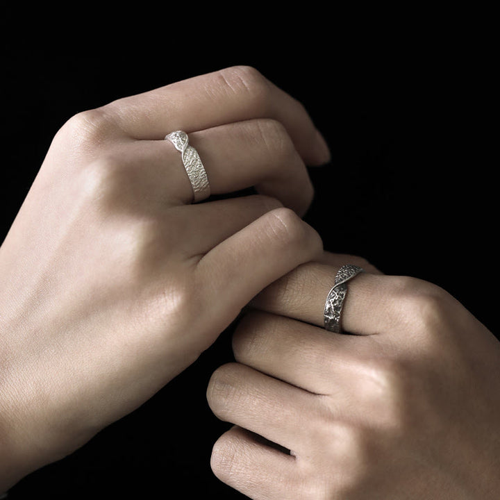 WorldNorse 999 Sterling Silver Rugged Encrusted Twist Artisan Ring - image 6