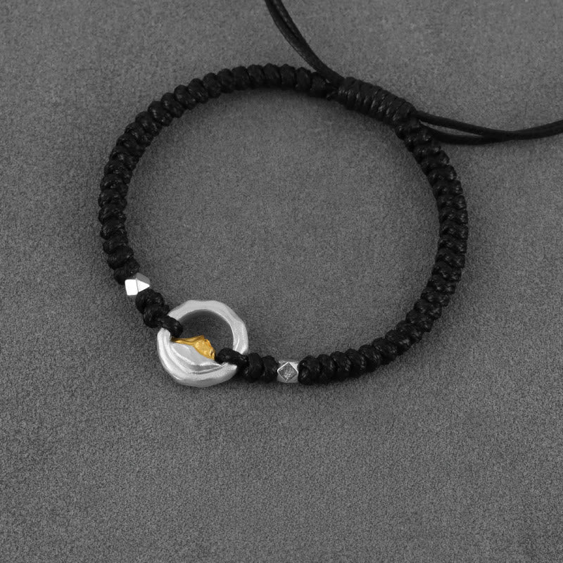 WorldNorse Handcrafted 999 Silver Artisan Braided Rope Contrast Bracelet - Silver White - image 1