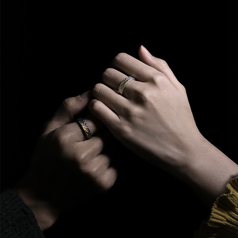WorldNorse Handcrafted 999 Silver Rugged Encrusted Gold Mountain Ring - image 7