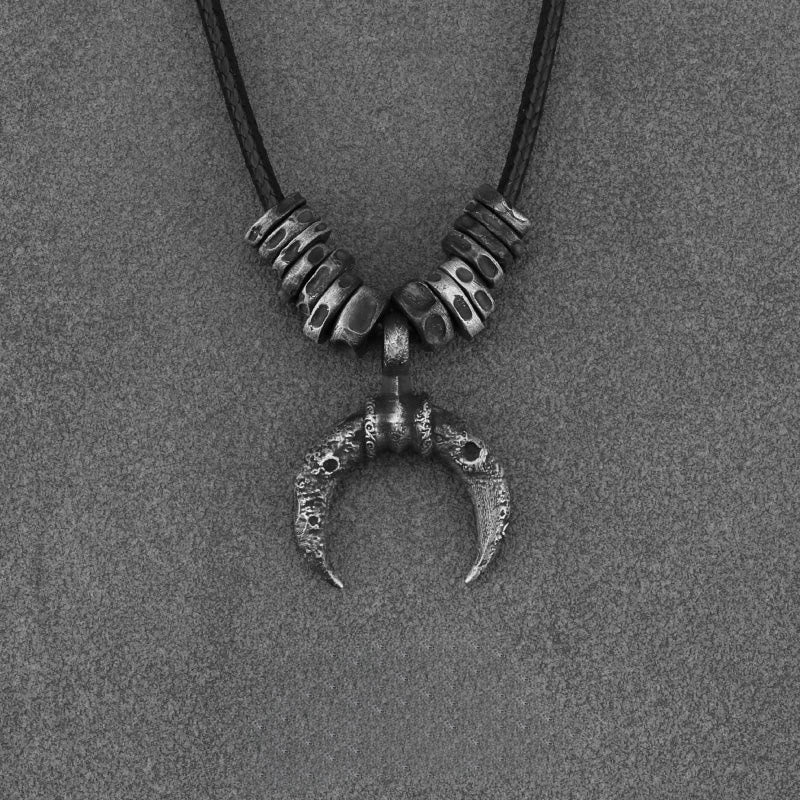 WorldNorse Handcrafted 999 Silver Crescent Moon Rugged Textured Necklace - image 1