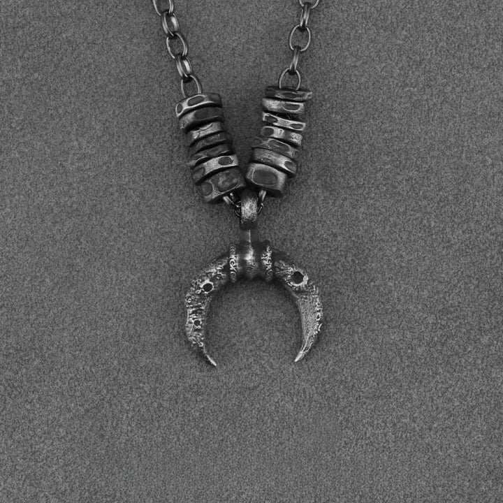 WorldNorse Handcrafted 999 Silver Crescent Moon Rugged Textured Necklace - image 3