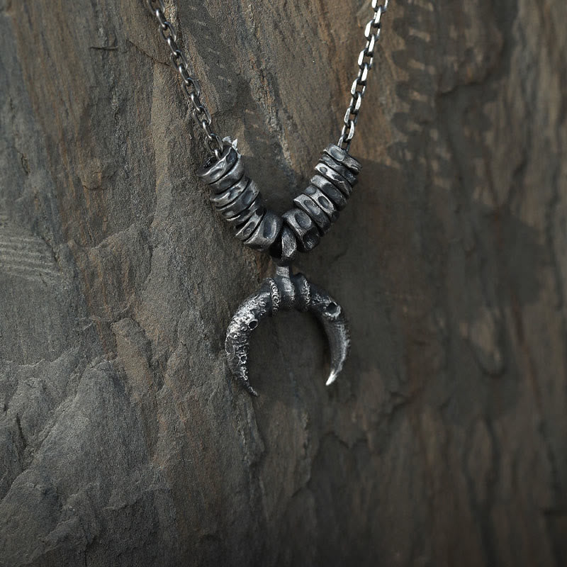 WorldNorse Handcrafted 999 Silver Crescent Moon Rugged Textured Necklace - image 0