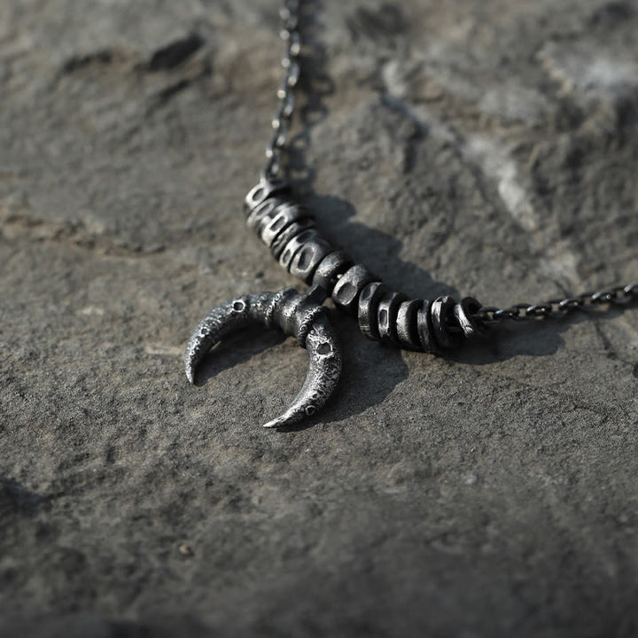 WorldNorse Handcrafted 999 Silver Crescent Moon Rugged Textured Necklace - image 4