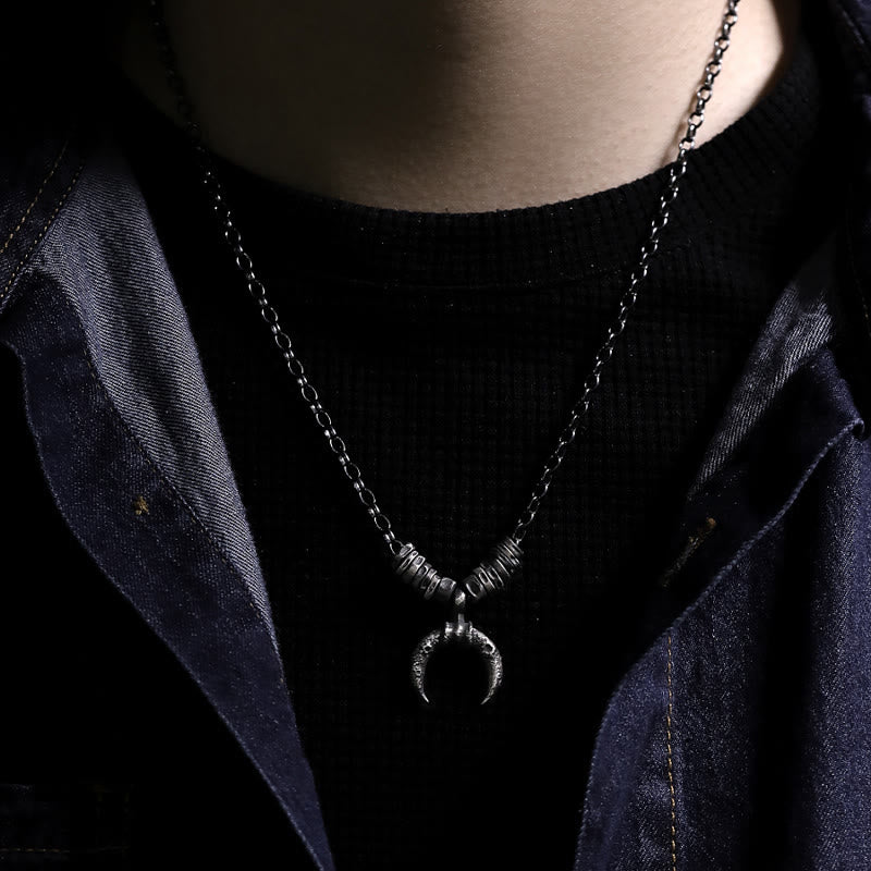 WorldNorse 999 Sterling Silver Crescent Moon Rugged Textured Necklace - image 6