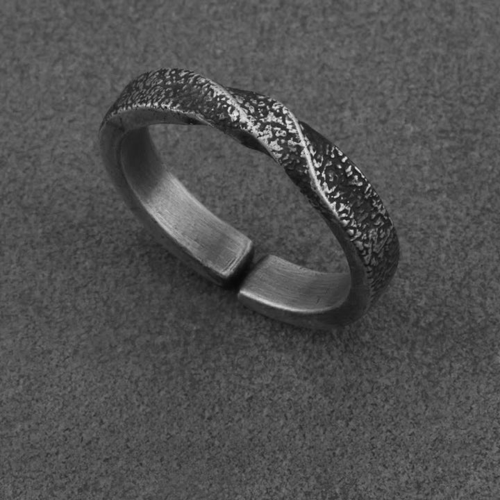 WorldNorse 999 Sterling Silver Handmade Rugged Twist Textured Ring - Retro Black - image 2
