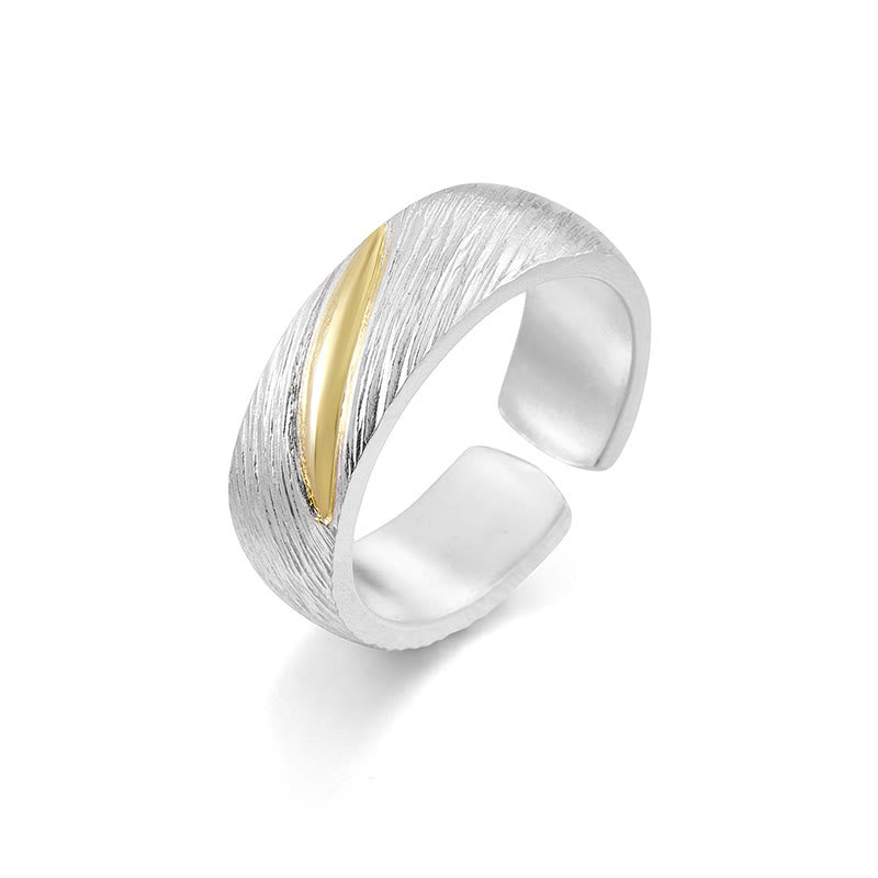 WorldNorse Handcrafted 999 Silver Lava Encrusted Gold Veined Ring - Silver White （Inner Circumference 65 mm） - image 1