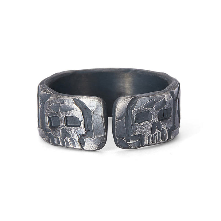 WorldNorse Handcrafted 999 Silver Rugged Skull Carved Textured Ring - image 4