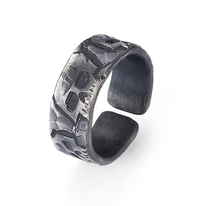 WorldNorse 999 Sterling Silver Rugged Skull Carved Textured Ring - image 3