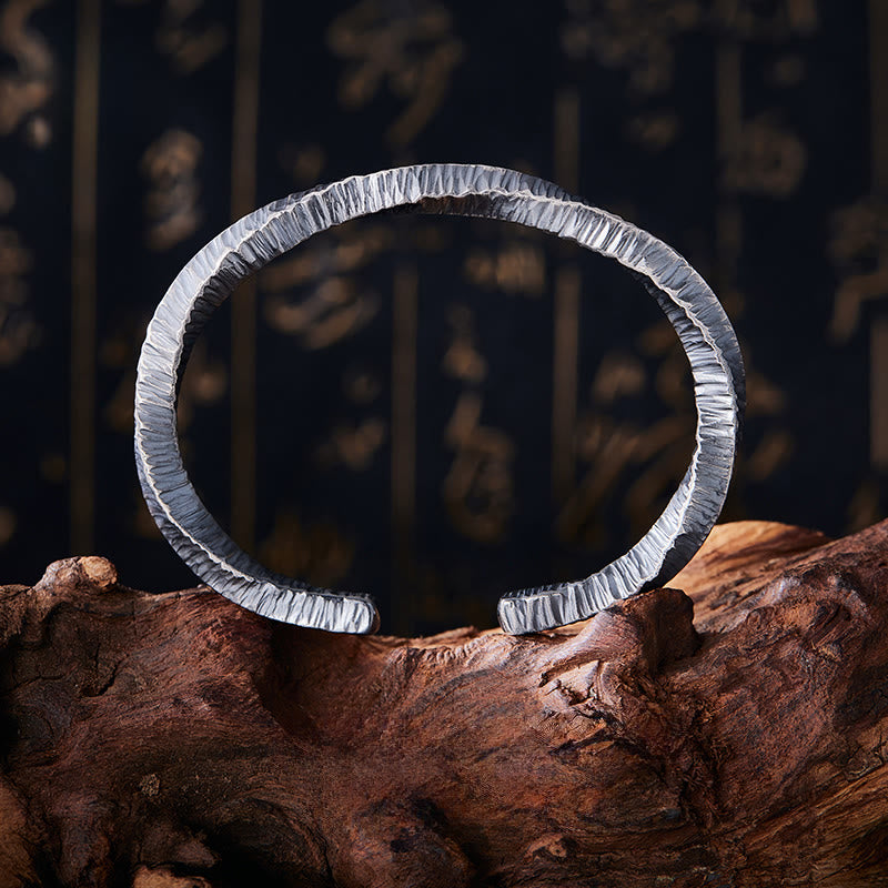 WorldNorse Handcrafted 999 Silver Rugged Ribbed Embossed Cuff Bracelet - image 2
