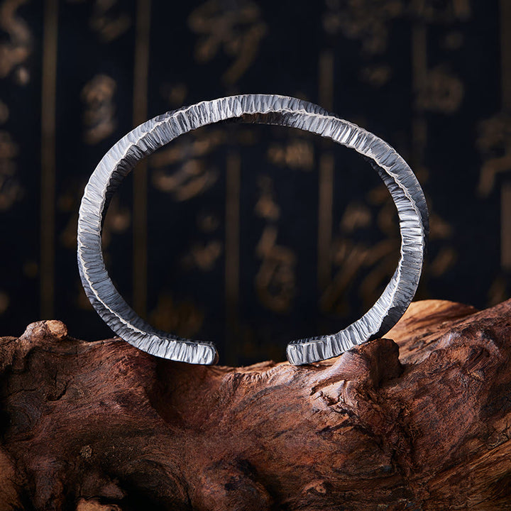 WorldNorse Handcrafted 999 Silver Rugged Ribbed Embossed Cuff Bracelet - image 2