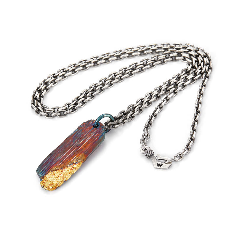 WorldNorse 999 Sterling Gold Iridescent Textured Bar Encrusted Necklace - image 3