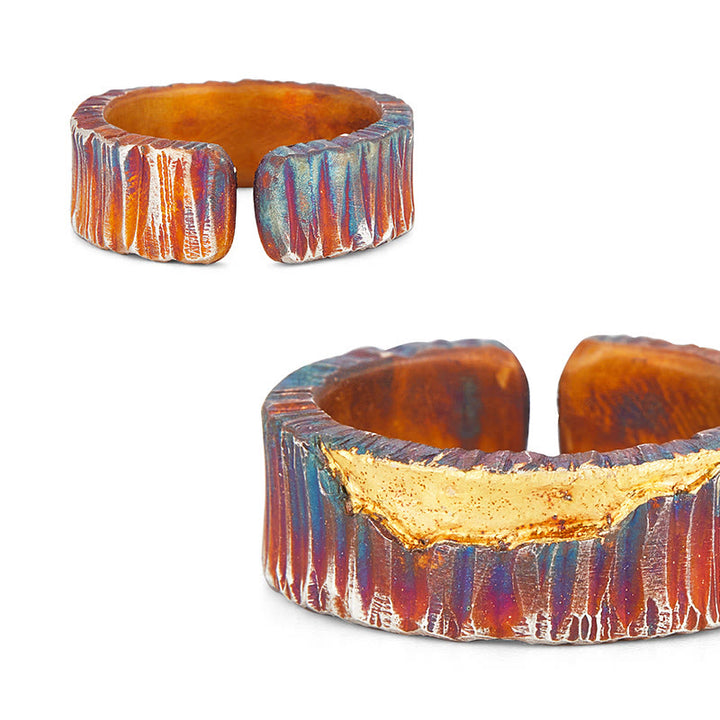 WorldNorse 999 Sterling Silver Iridescent Textured Hammered Ring - image 5