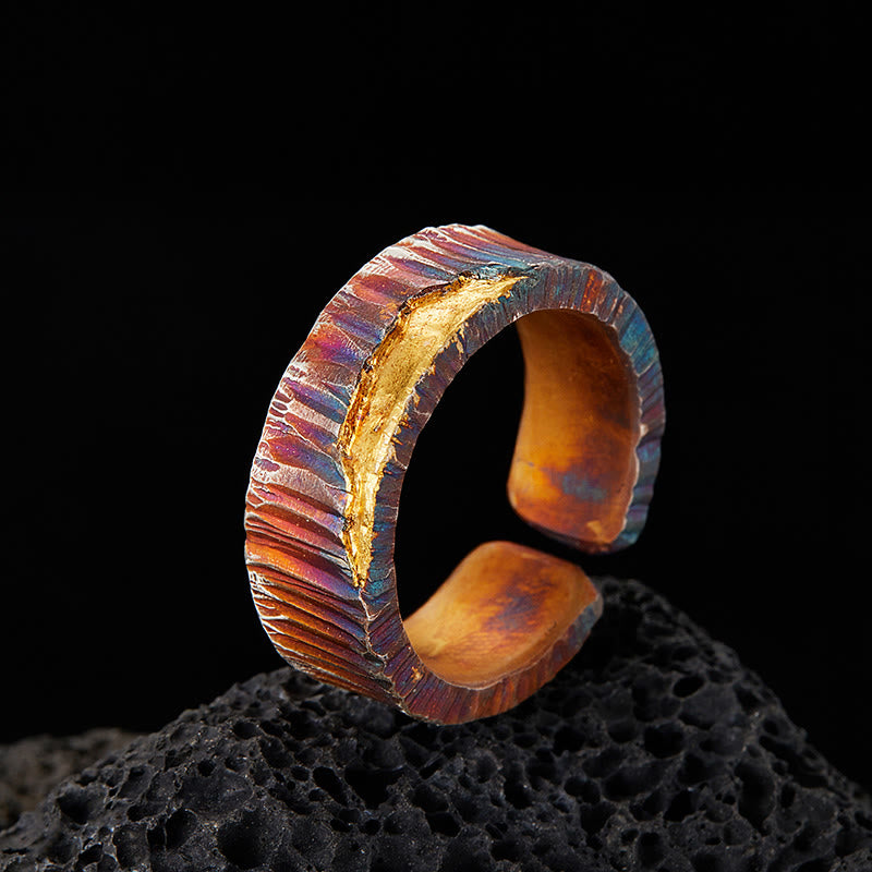 WorldNorse Handcrafted 999 Silver Iridescent Textured Hammered Ring - Inner Circumference 65-67.5 cm - image 0